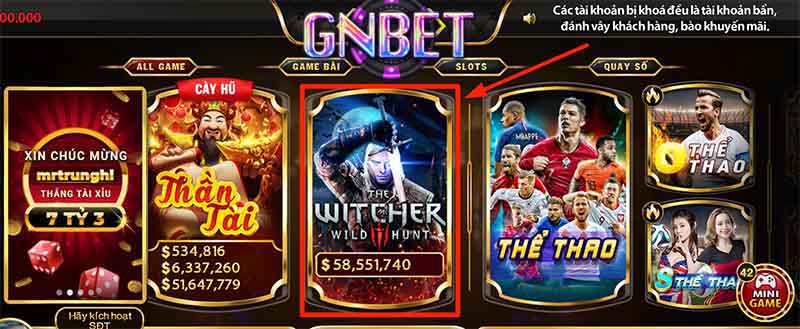 Chọn slot game The Witcher