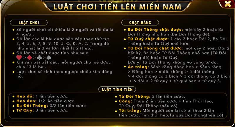 Luật chơi tiến lên miền nam gnbet