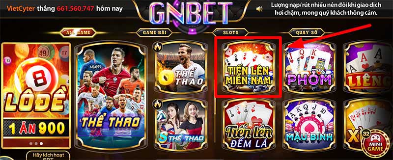 Sảnh chọn tiến lên miền nam Gnbet